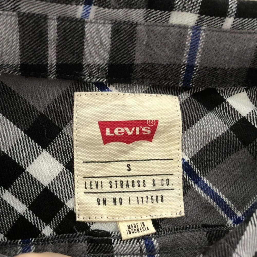Levis Mens Shirt Small Long Sleeve Plaid Gray Button Down Top Classic Travel - Picture 3 of 13